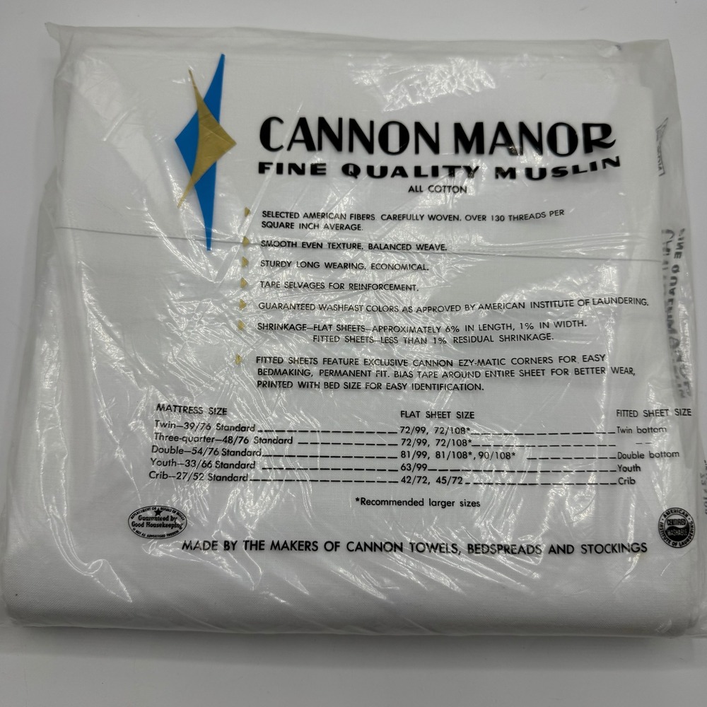 Cannon Manor Fine Quality Muslin All Cotton Flat Sheet Twin 72x108‎ White